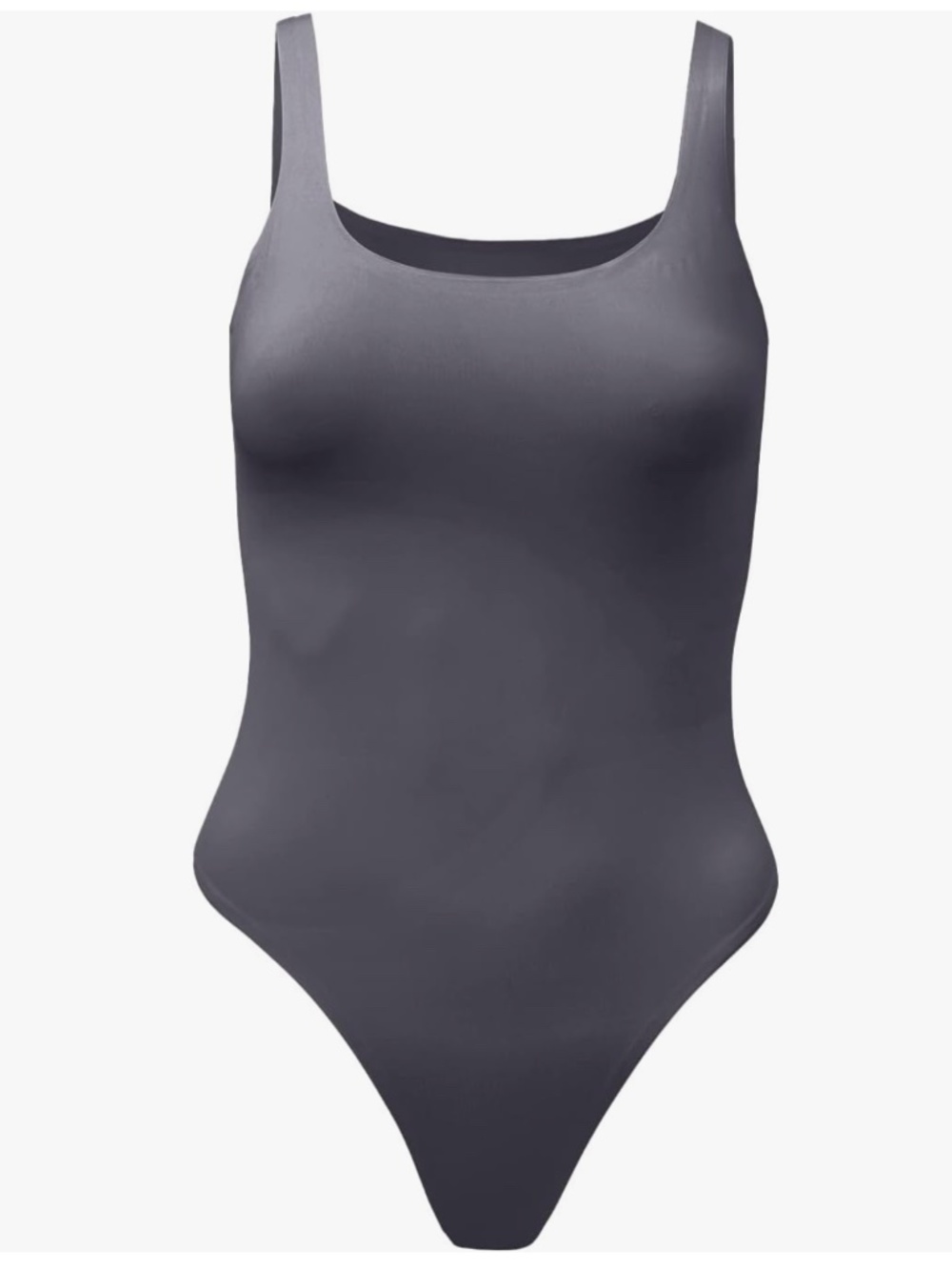 Almere Low Back Contour Tank High Cut Thong Bodysuit in Dark Grey